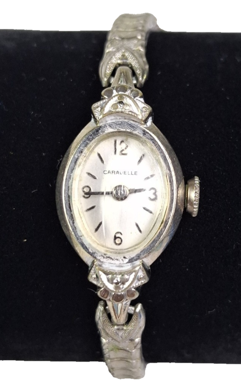 Vintage Caravelle Women's Mechanical Watch 10K RGP Bezel Expansion Band Works
